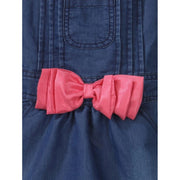 Generic Girl's Denim &amp; Cotton Bow Sleeveless Dungaree (Pink)