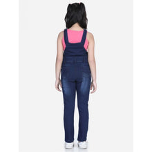 Generic Girl's Denim Distressed Buttoned Dungaree (Blue)