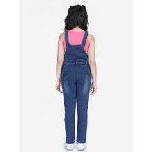 Generic Girl's Denim Patch Work Buttoned Dungaree (Blue)