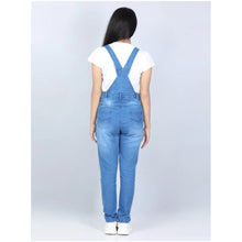 Generic Girl's Denim Solid Buttoned Dungaree (Blue)