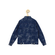 Generic Girl's Denim Washed Flutter Jacket with Crinkle (Blue)