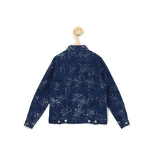 Generic Girl's Denim Washed Flutter Jacket with Crinkle (Blue)