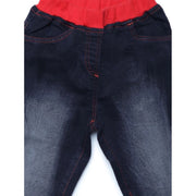 Generic Girl's Denim Ribbed Elasticated Jeans (Black)