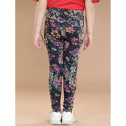 Generic Girl's Cotton Lycra Floral Elasticated Jeggings (Multicolor)