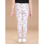 Generic Girl's Cotton Lycra Floral Elasticated Jeggings (Multicolor)