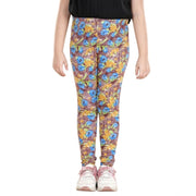 Generic Girl's Cotton Lycra Floral Elasticated Jeggings (Multicolor)