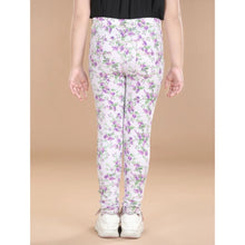 Generic Girl's Cotton Lycra Floral Elasticated Jeggings (Lavender)