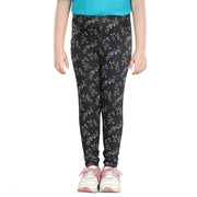 Generic Girl's Cotton Lycra Floral Elasticated Jeggings (Multicolor)