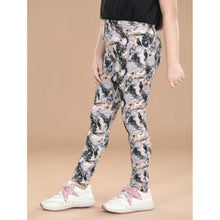 Generic Girl's Cotton Lycra Floral Elasticated Jeggings (Multicolor)