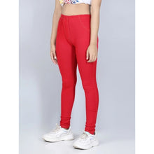 Generic Girl's Cotton Lycra Solid Elasticated Jeggings (Red)