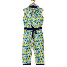 Generic Girl's Cotton Floral Sleeveless Jumpsuit (Yellow)