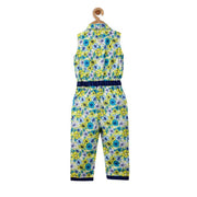 Generic Girl's Cotton Floral Sleeveless Jumpsuit (Yellow)