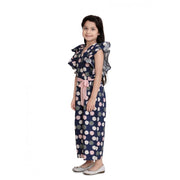 Generic Girl's Rayon Polka Flutter Jumpsuit (Multicolor)
