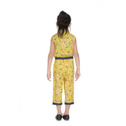 Generic Girl's Cotton Printed Sleeveless Jumpsuit (Yellow)
