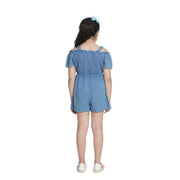Generic Girl's Rayon Solid Sleeveless Jumpsuit (Blue)