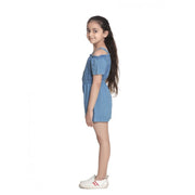 Generic Girl's Rayon Solid Sleeveless Jumpsuit (Blue)