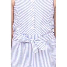Generic Girl's Polyester Cotton Blend Striped Sleeveless Jumpsuit (Light Blue)