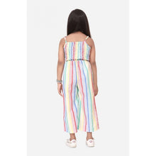 Generic Girl's Polyester Cotton Blend Striped Sleeveless Jumpsuit (Multicolor)