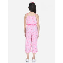 Generic Girl's Rayon Flamingo Print Sleeveless Jumpsuit (Pink)
