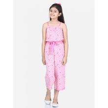 Generic Girl's Rayon Flamingo Print Sleeveless Jumpsuit (Pink)