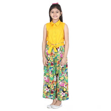 Generic Girl's Rayon Flamingo Print Sleeveless Jumpsuit (Yellow-Multicolor)