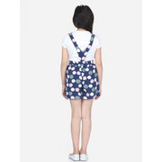 Generic Girl's Rayon Polka Sleeveless Jumpsuit (Blue-Pink)