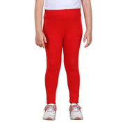 Generic Girl's Cotton Lycra Solid Elasticated Leggings (Red)