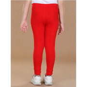 Generic Girl's Cotton Lycra Solid Elasticated Leggings (Red)