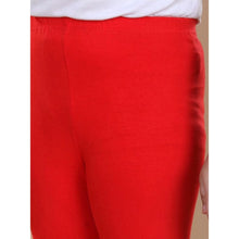 Generic Girl's Cotton Lycra Solid Elasticated Leggings (Red)