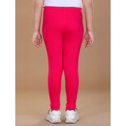 Generic Girl's Cotton Lycra Solid Elasticated Leggings (Dark Pink)