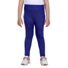 Generic Girl's Cotton Lycra Solid Elasticated Leggings (Blue)