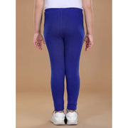 Generic Girl's Cotton Lycra Solid Elasticated Leggings (Blue)