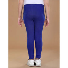 Generic Girl's Cotton Lycra Solid Elasticated Leggings (Blue)