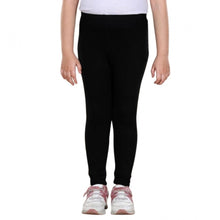 Generic Girl's Cotton Lycra Solid Elasticated Leggings (Black)