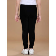 Generic Girl's Cotton Lycra Solid Elasticated Leggings (Black)