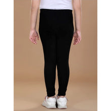 Generic Girl's Cotton Lycra Solid Elasticated Leggings (Black)