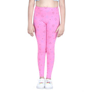 Generic Girl's Cotton Lycra Printed Elasticated Leggings (Light Pink)