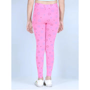 Generic Girl's Cotton Lycra Printed Elasticated Leggings (Light Pink)