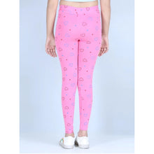 Generic Girl's Cotton Lycra Printed Elasticated Leggings (Light Pink)