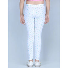 Generic Girl's Cotton Lycra Printed Elasticated Leggings (White)