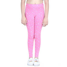 Generic Girl's Cotton Lycra Printed Elasticated Leggings (Pink)