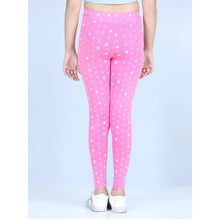 Generic Girl's Cotton Lycra Printed Elasticated Leggings (Pink)