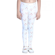 Generic Girl's Cotton Lycra Printed Elasticated Leggings (White)