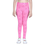 Generic Girl's Cotton Lycra Printed Elasticated Leggings (Pink)