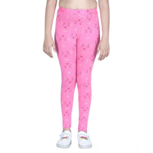 Generic Girl's Cotton Lycra Printed Elasticated Leggings (Pink)