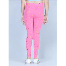 Generic Girl's Cotton Lycra Printed Elasticated Leggings (Pink)