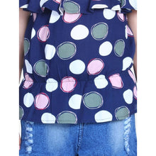 Generic Girl's Rayon Solid Cold Shoulder Top with Shorts (Navy Blue)