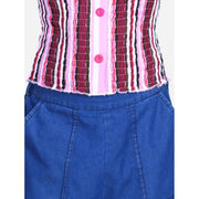 Generic Girl's Rayon Solid Bell Sleeve Top with Culottes (Purple-Blue)