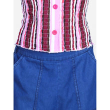 Generic Girl's Rayon Solid Bell Sleeve Top with Culottes (Purple-Blue)
