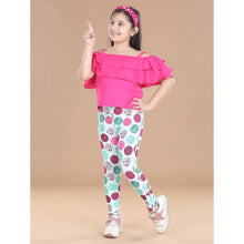 Generic Girl's Cotton Floral Elasticated Jegging and Top (Pink)